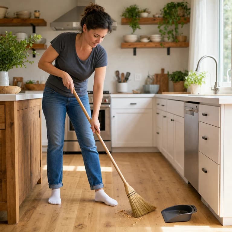 Sweeping kitchen